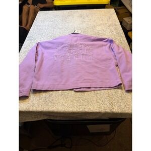 Gameday Social Clemson Tigers Embroidered Cropped Denim Jacket Lavender W L NWT